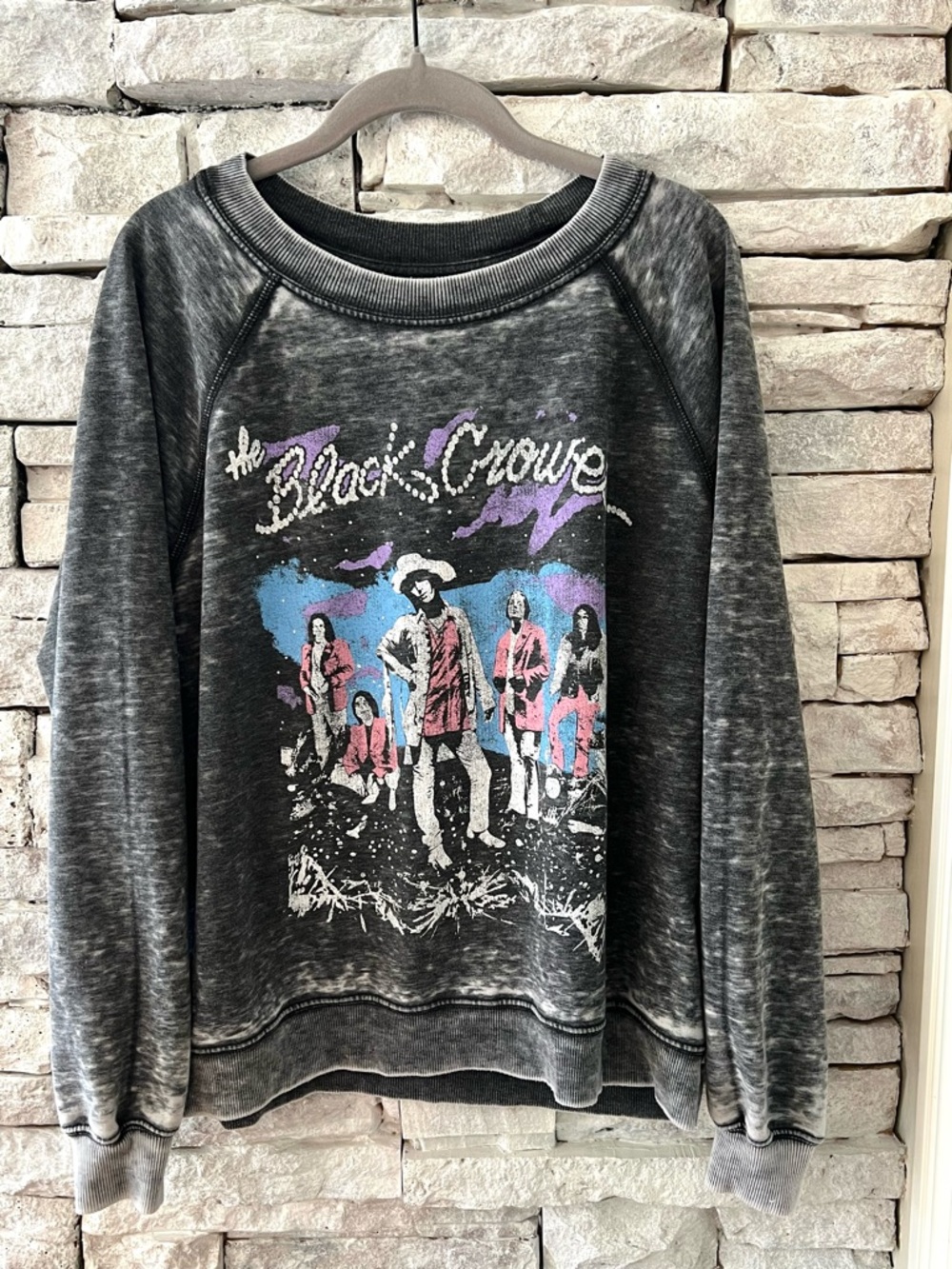 Recycled Karma The Black Crows Vintage Style Graphic Long Sleeve Crewneck